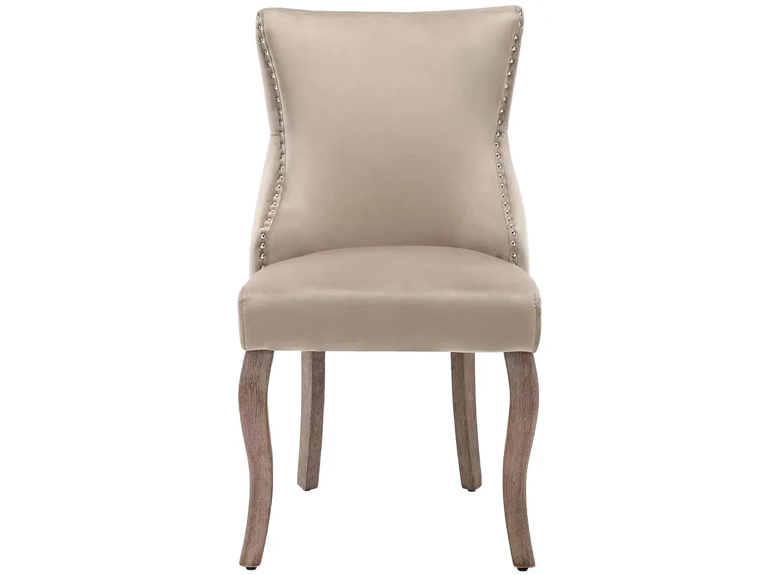 2er-Set Samtstühle mit Massivholzrahmen in Beige