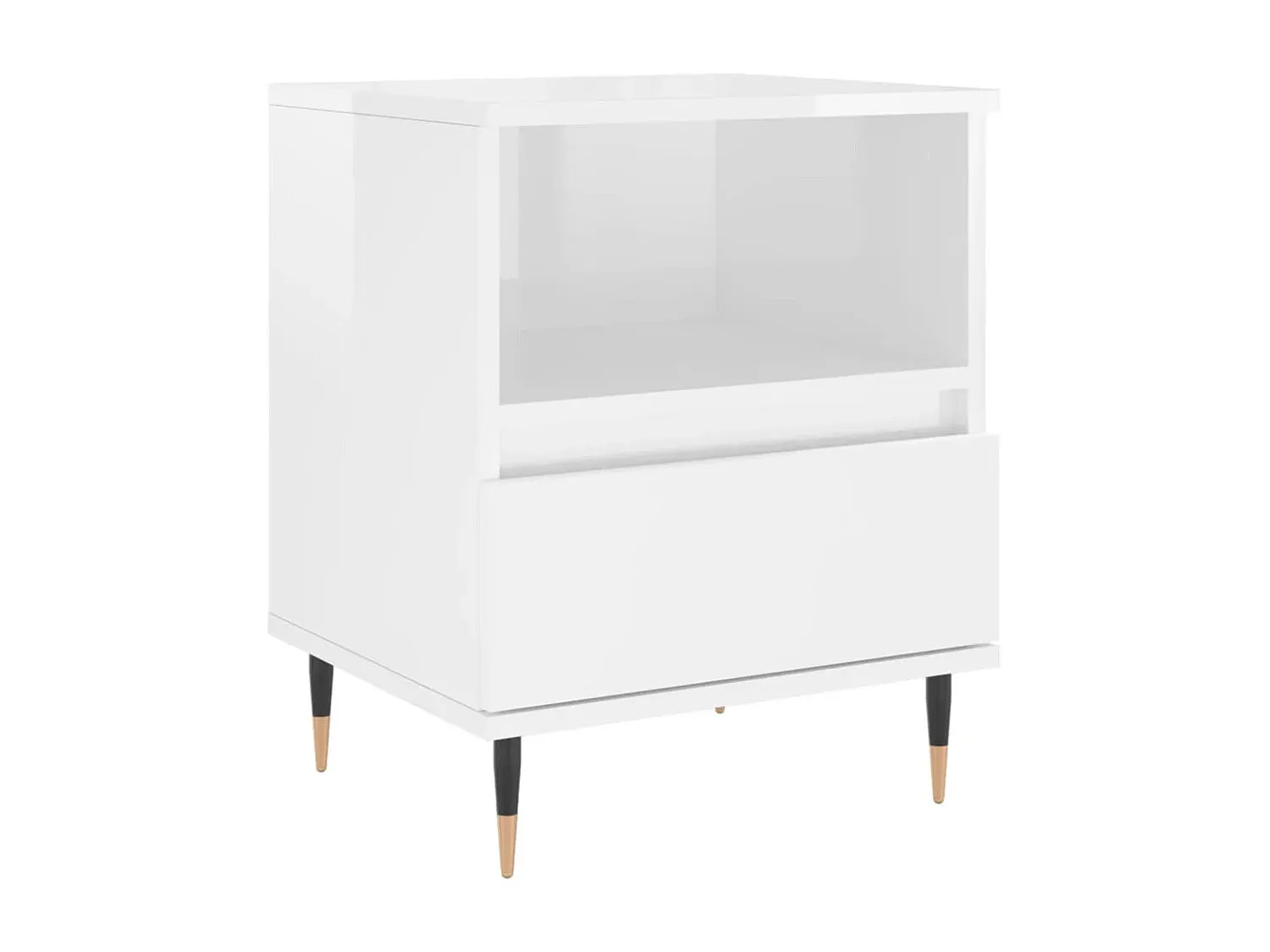 Nachttisch-Set im Hochglanz Weiß mit Stauraum