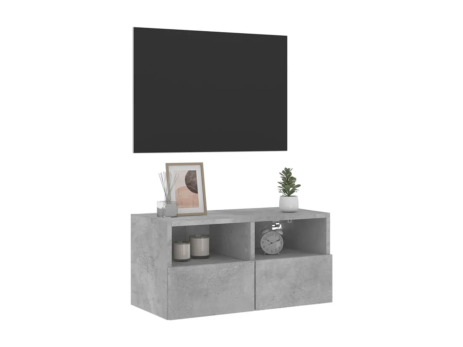 Moderner TV-Wandschrank in Betongrau aus Holzwerkstoff 60x30x30 cm