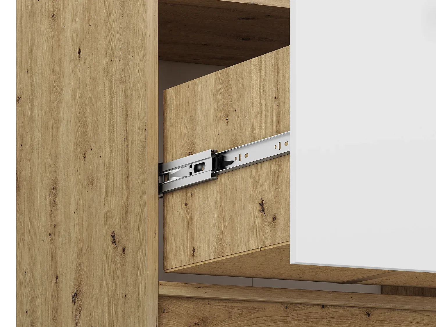 Modernes Highboard aus Eichenholz mit weißen und anthrazitfarbenen Elementen