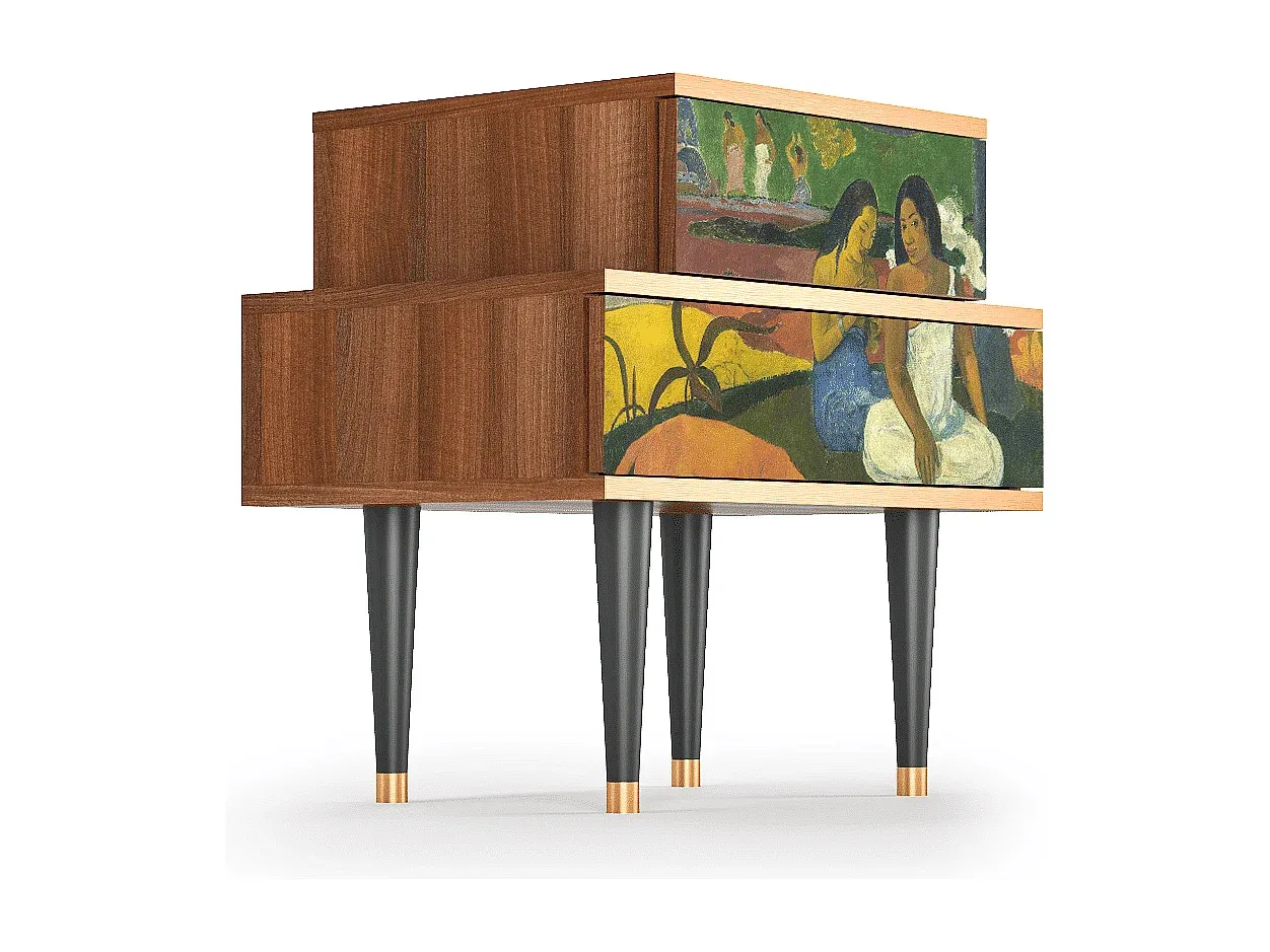 Moderner Nachttisch aus Walnussholz, 58x58x41 cm