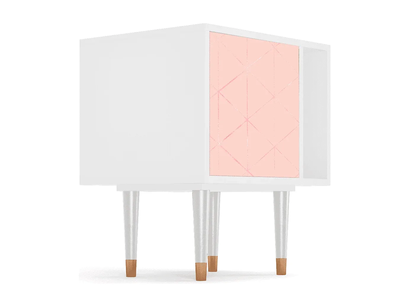 Moderner Nachttisch mit Rose Quartz und Weiß, 57х69х48 cm