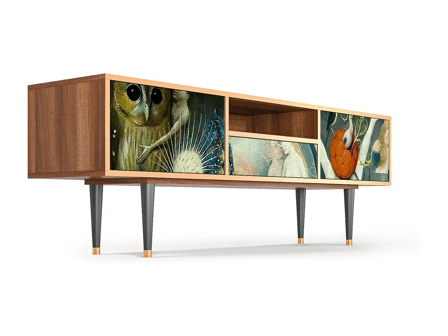 Moderner TV-Schrank mit Walnuss-Finish, 170x59x41 cm