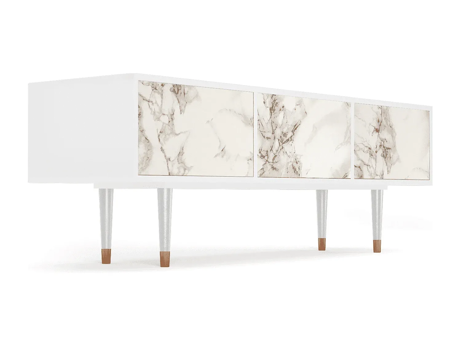 Fernsehtisch - Moderner Stil - Marmoroptik, Weiß