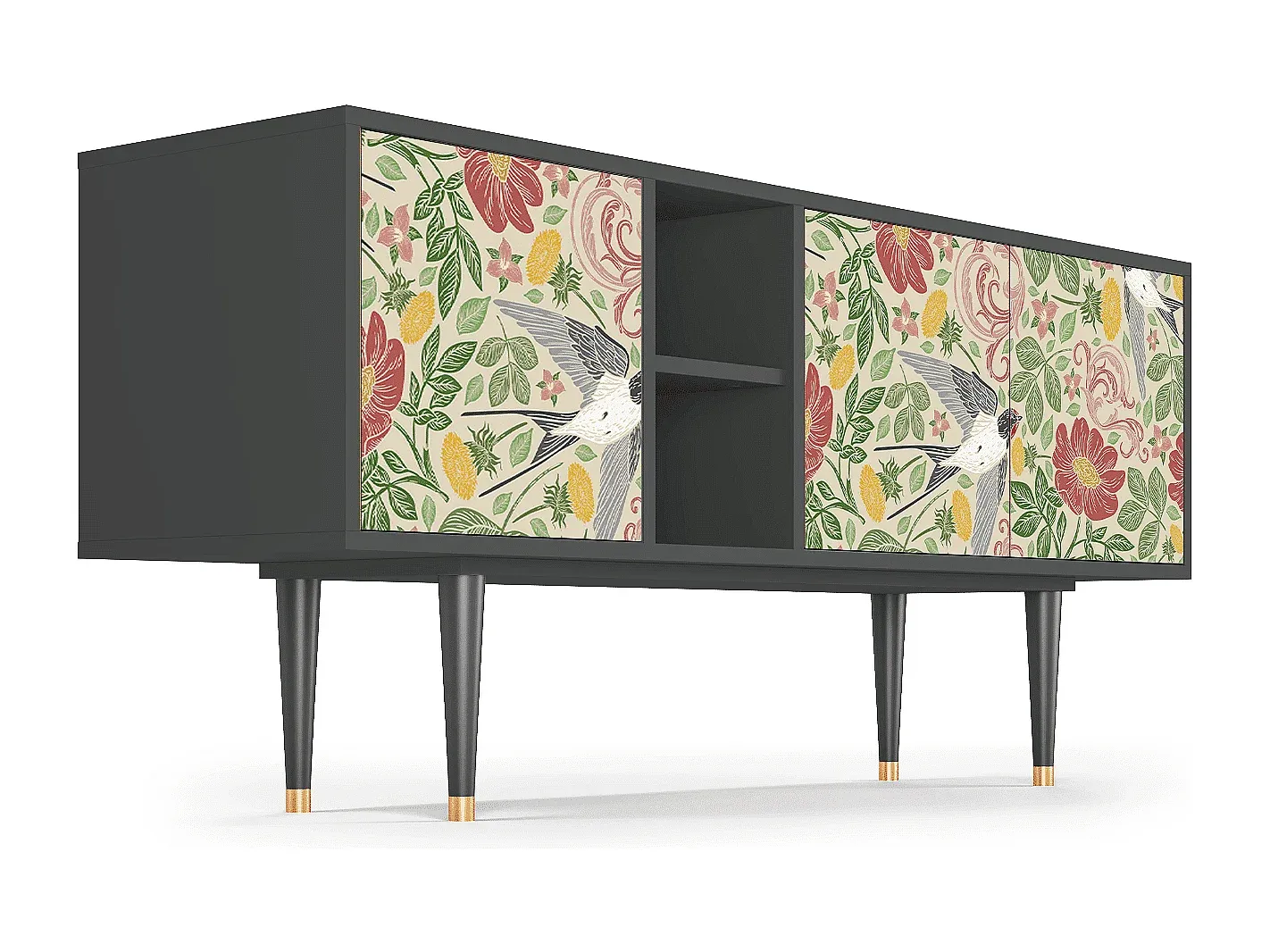 Moderner TV-Schrank mit Staufach, in Anthrazit