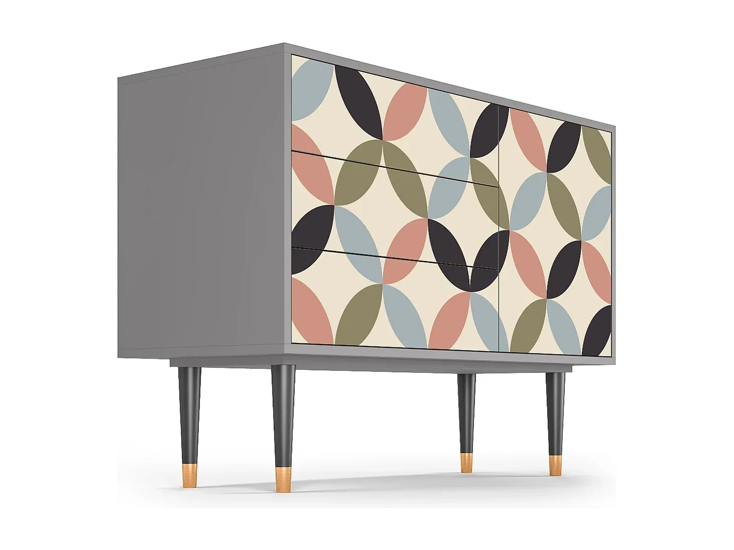 Moderner Sideboard mit Schmetterlingsdesign, Grau, 115x84x41 cm