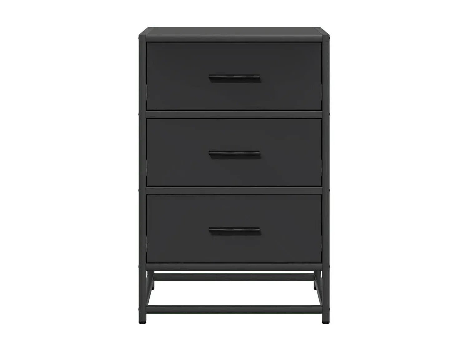 Moderner Nachttisch aus Holz und Metall in Schwarz