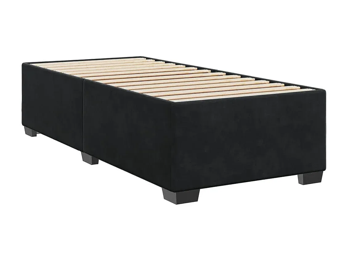 Komfortables Boxspringbett aus Samt in Schwarz, 90x190 cm