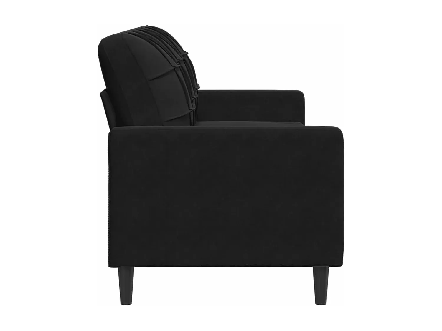 Elegantes Samtsofa in Schwarz, 3-Sitzer, 180 cm