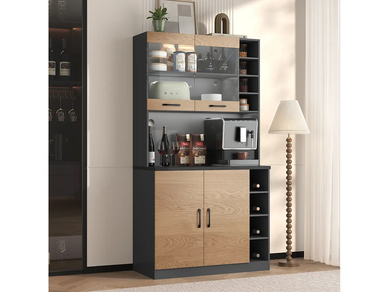 Modernes Küchenbuffet mit LED-Beleuchtung und Stauraum