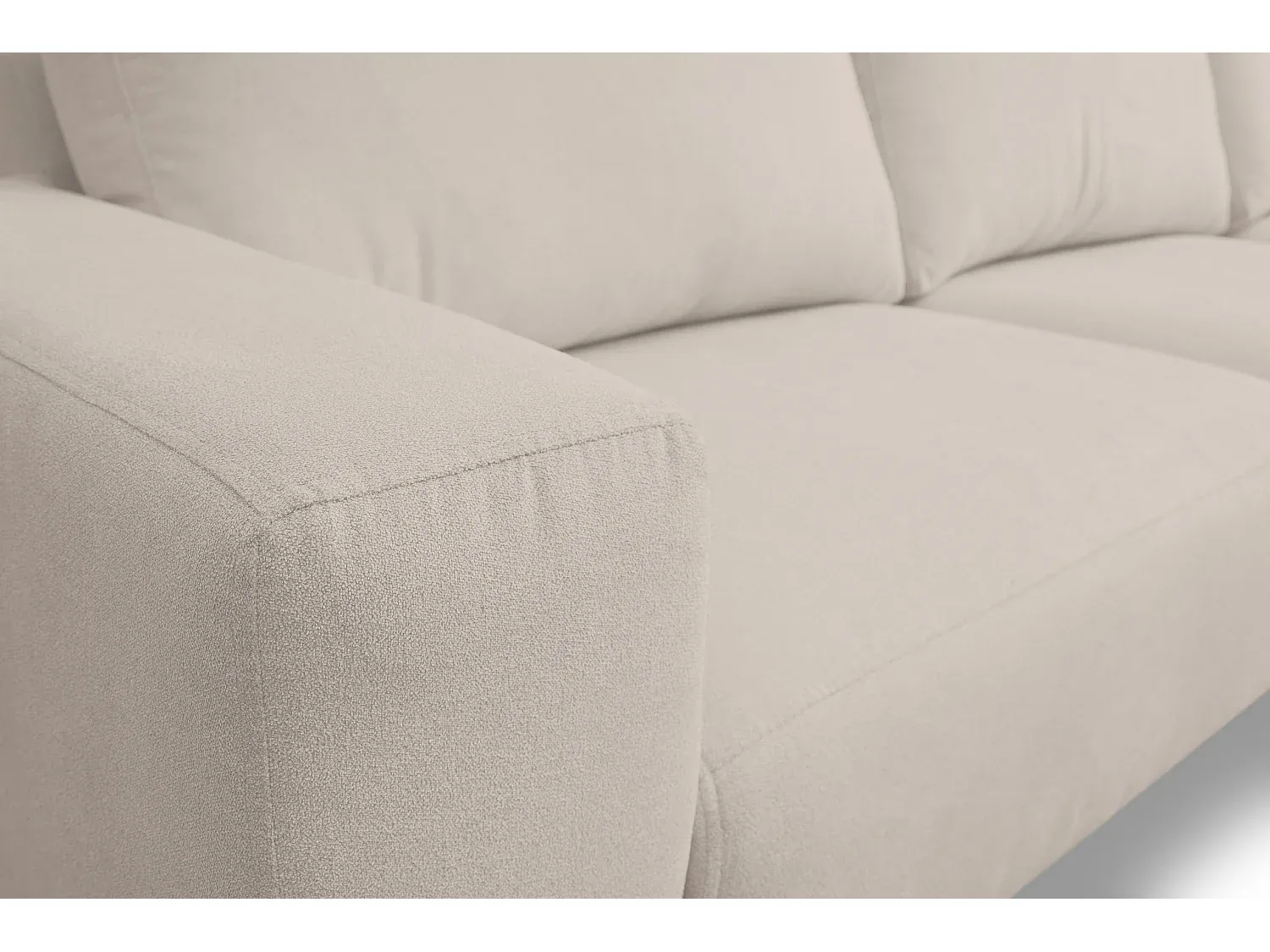 Beige Ecksofa mit Velourstoff und Rechter Ottomane