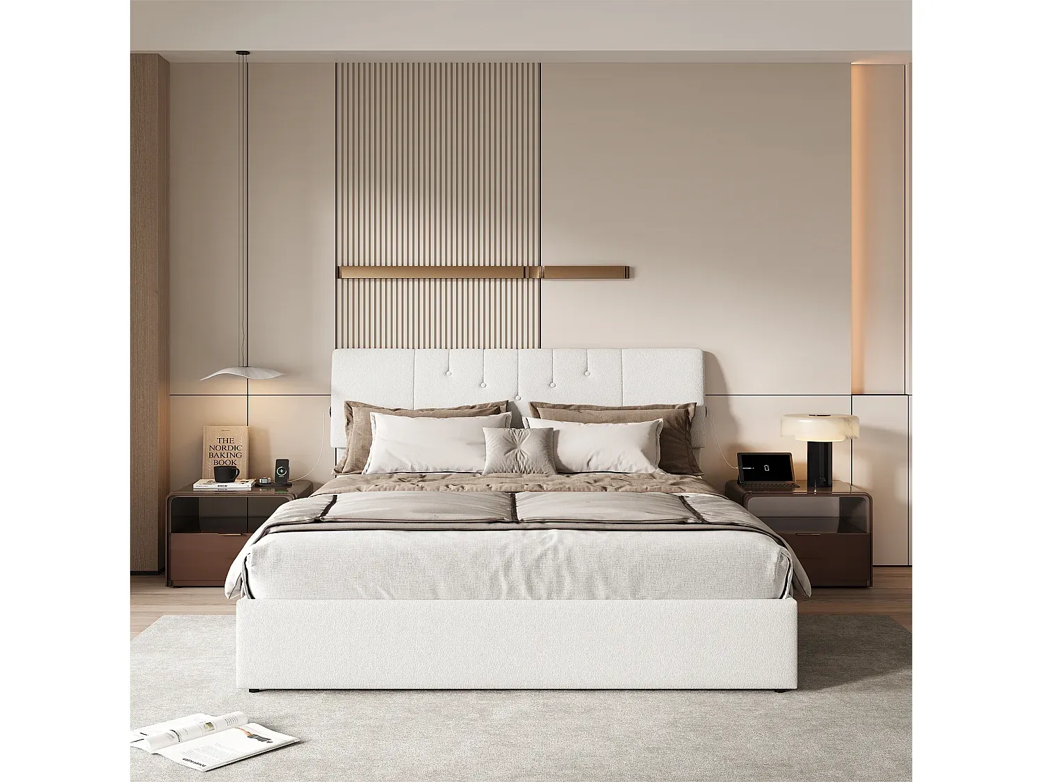 Multifunktionales Bett mit Stauraum und verstellbarem Kopfteil