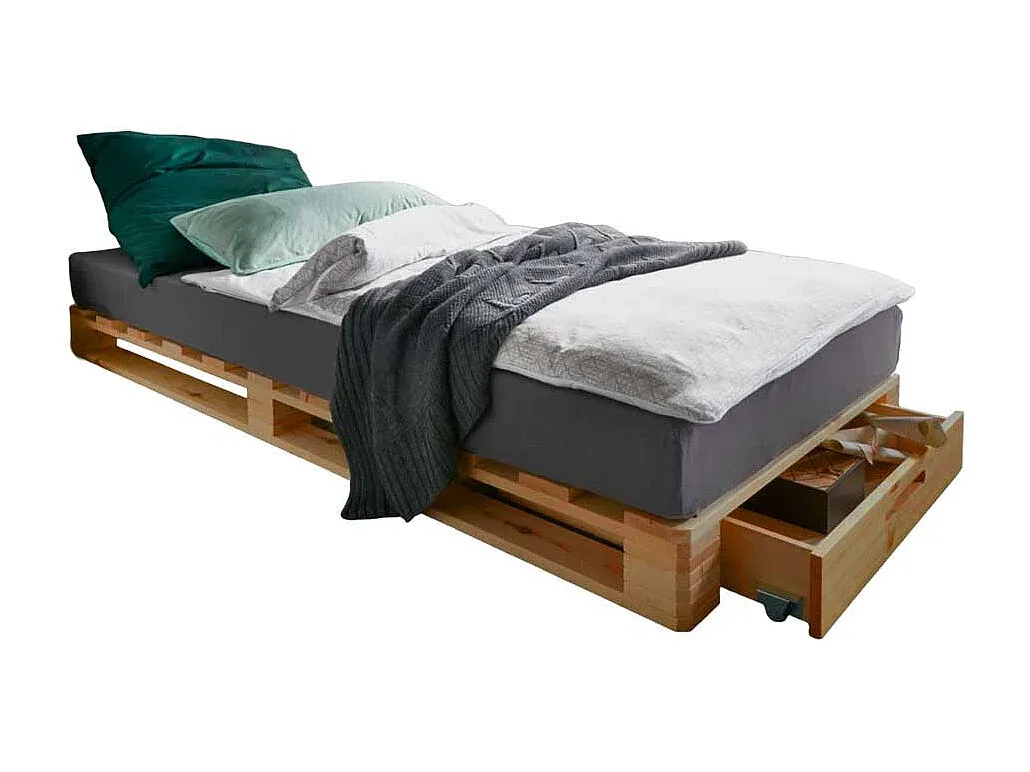 Holzbett mit Stauraum und Komforteinstieg