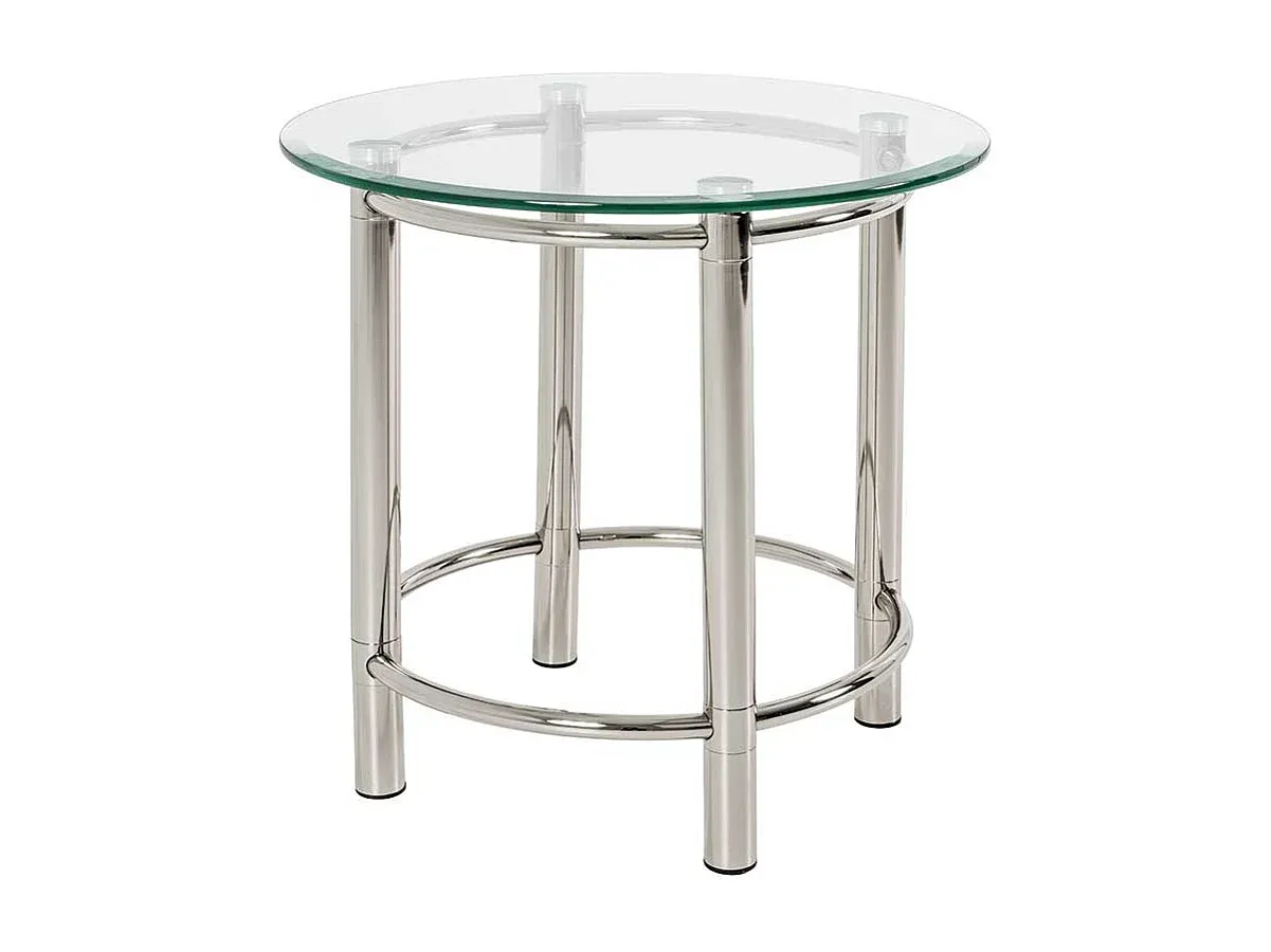 Moderner Stahl-Beistelltisch mit Glasplatte