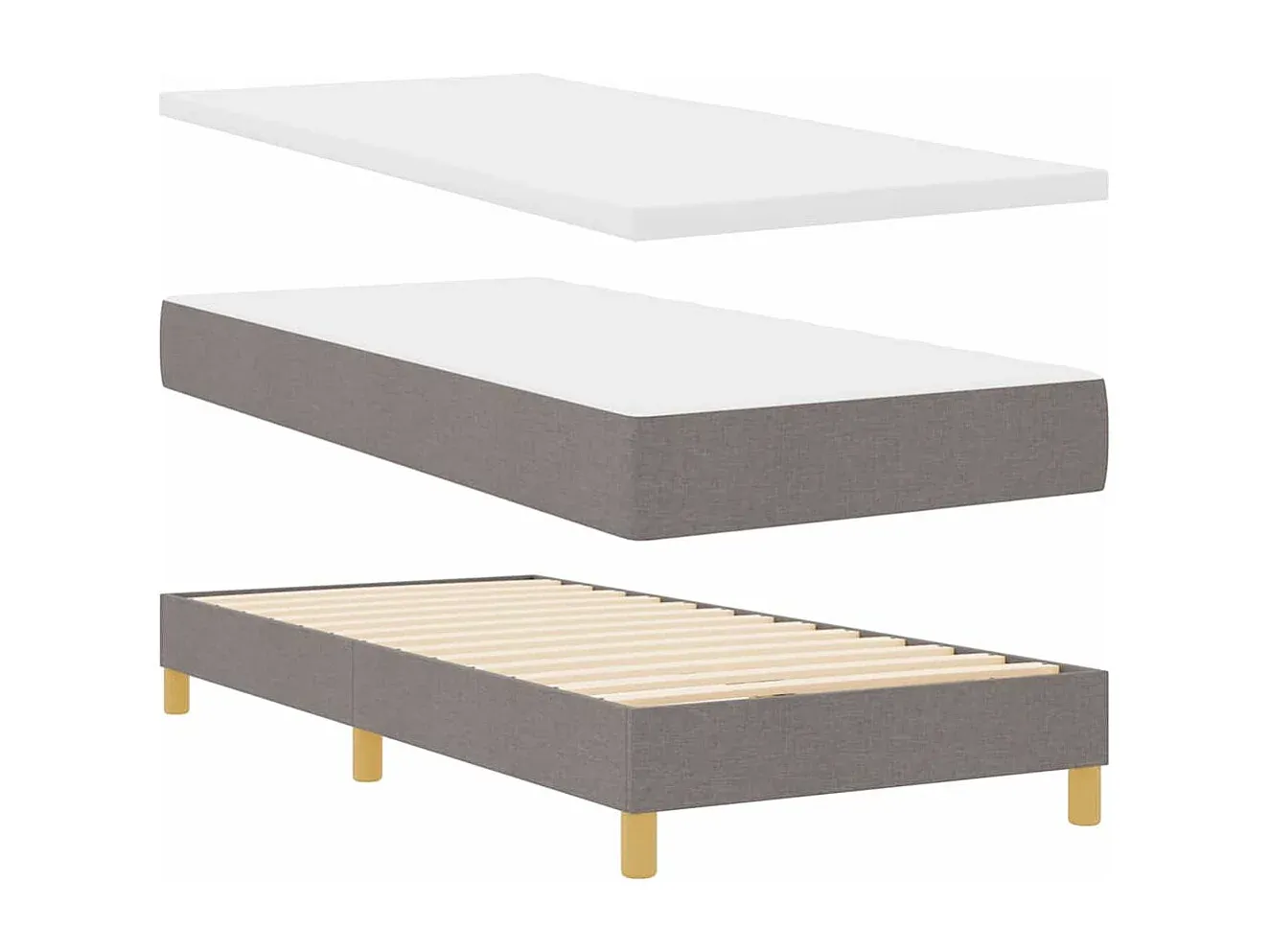Komfortables Boxspringbett, Taupe, 90 x 200 cm