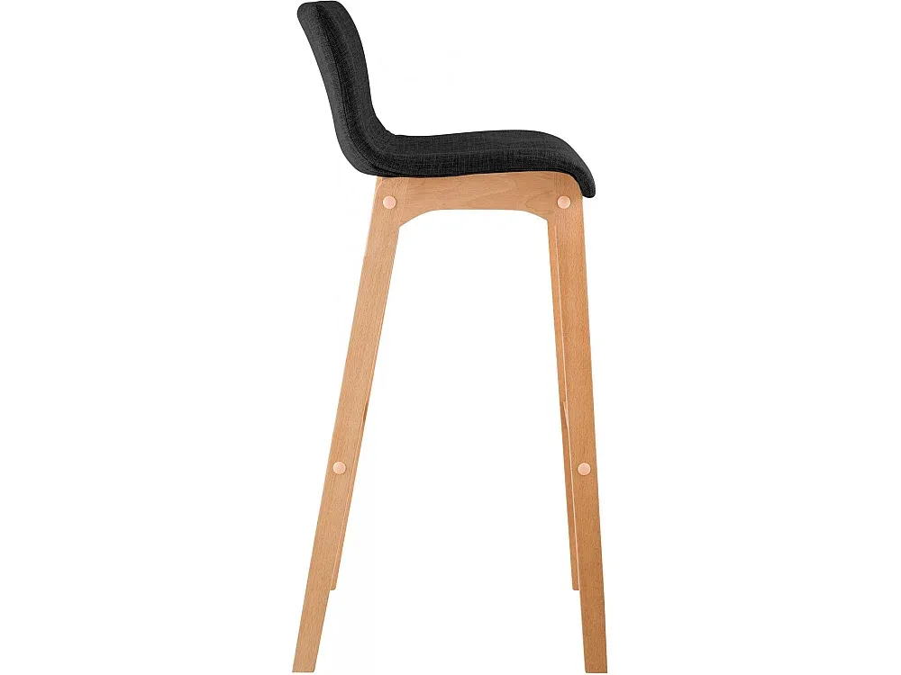 Set aus 2 Barhockern - Stoff und Holz - Dunkelgrau