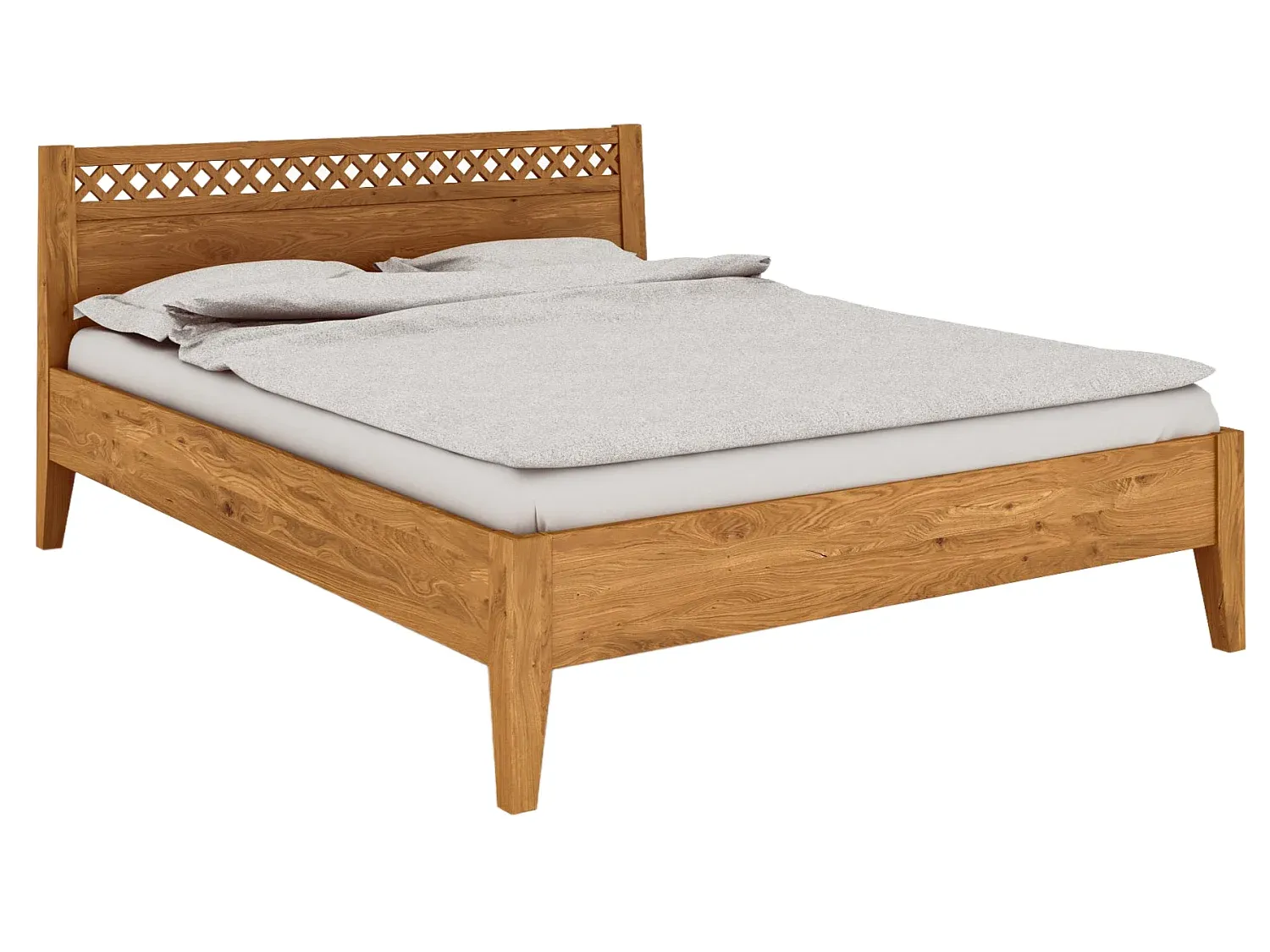 Massivholz-Doppelbett 140x200 cm aus Eichenholz