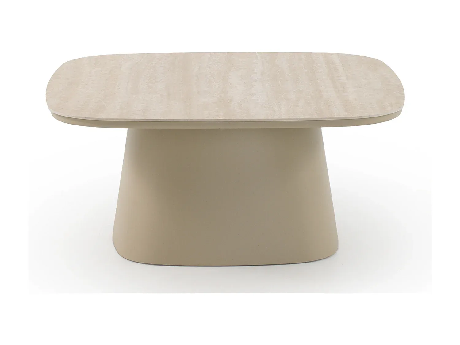 Moderner Couchtisch aus Aluminium mit Travertin-Keramikplatte