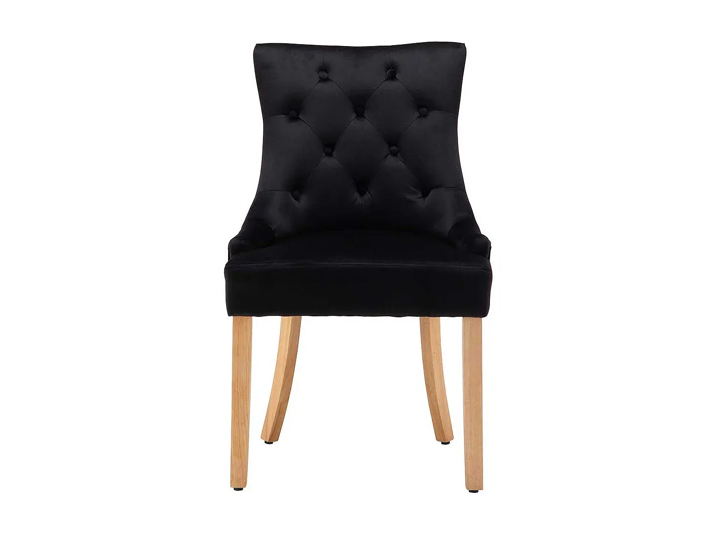 Stühle für Esszimmer mit schwarzem Samt und Knopfdesign, 2er Set