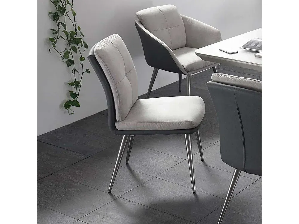 Moderne Esszimmerstühle im 2er Set, hellgrau