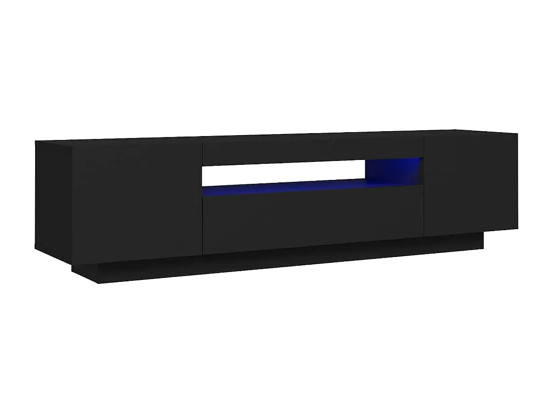 Moderner TV-Schrank mit LED-Beleuchtung, Schwarz, 160x35x40 cm