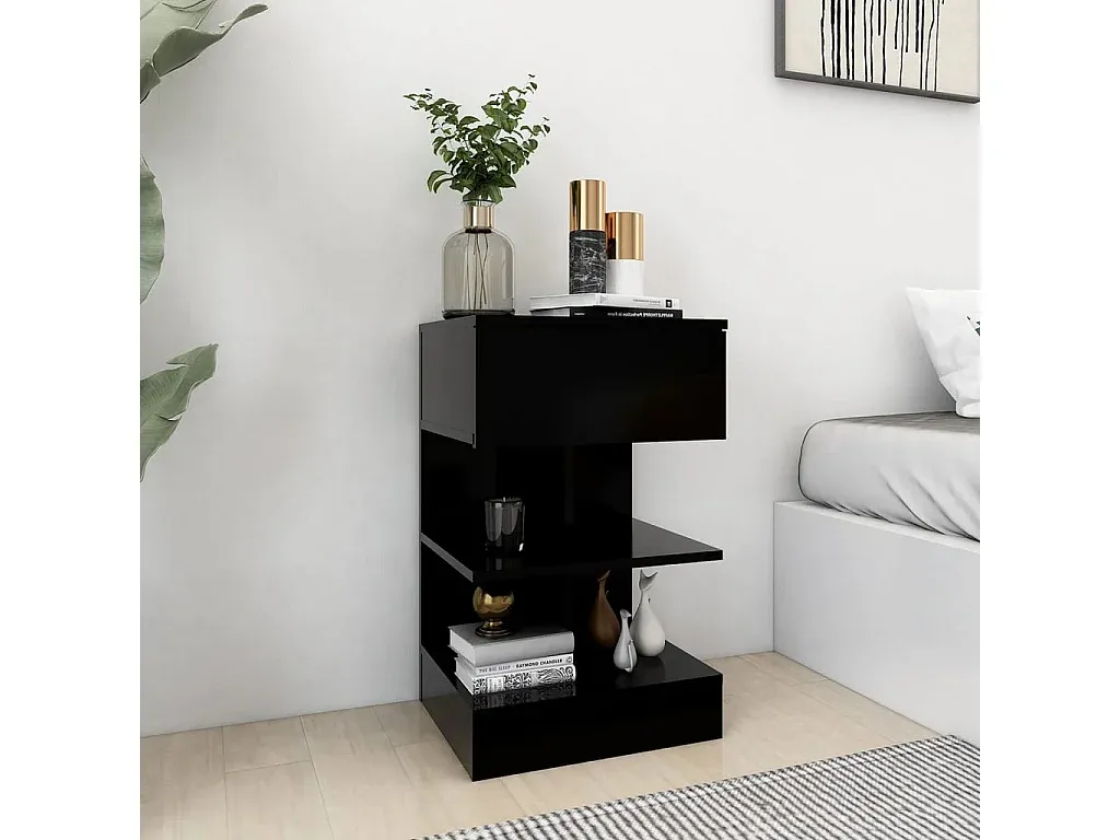 Schwarze Nachttische im 2er-Set 40x35x65 cm