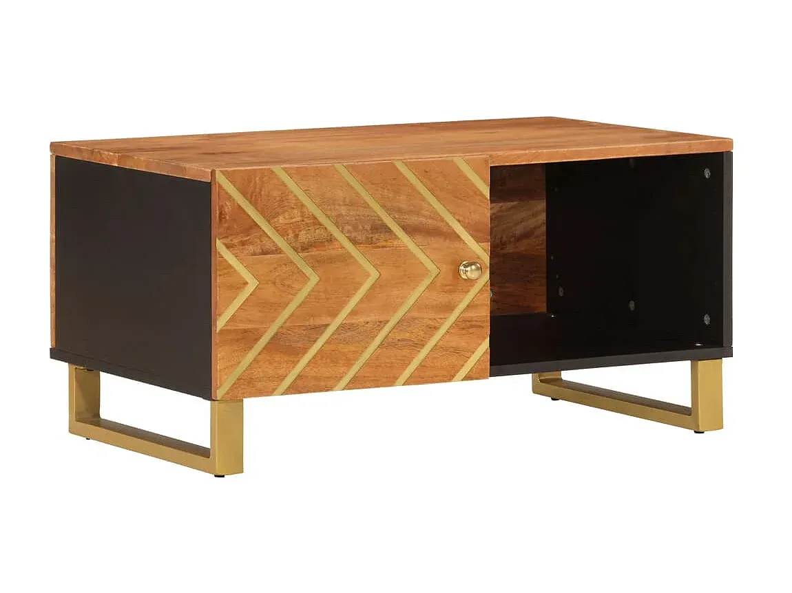 Moderner Couchtisch aus Massivholz in Braun und Schwarz 80x50x40 cm