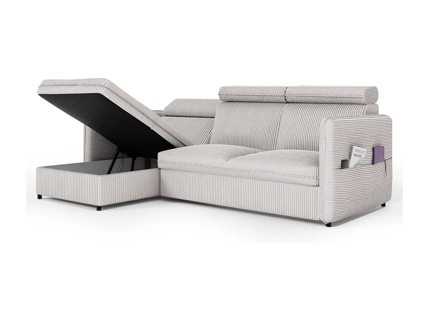 Umkehrbares Ecksofa in Beige mit vielseitigem Stoff