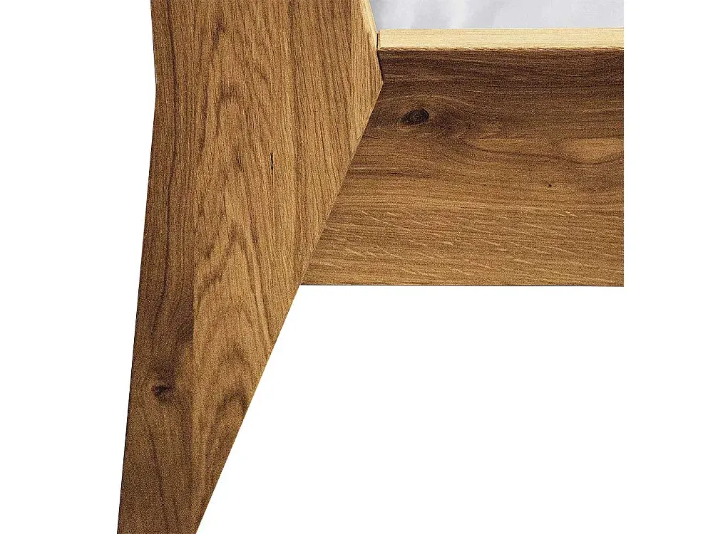 Massivholz-Bett mit gepolstertem Kopfteil aus Wildeiche