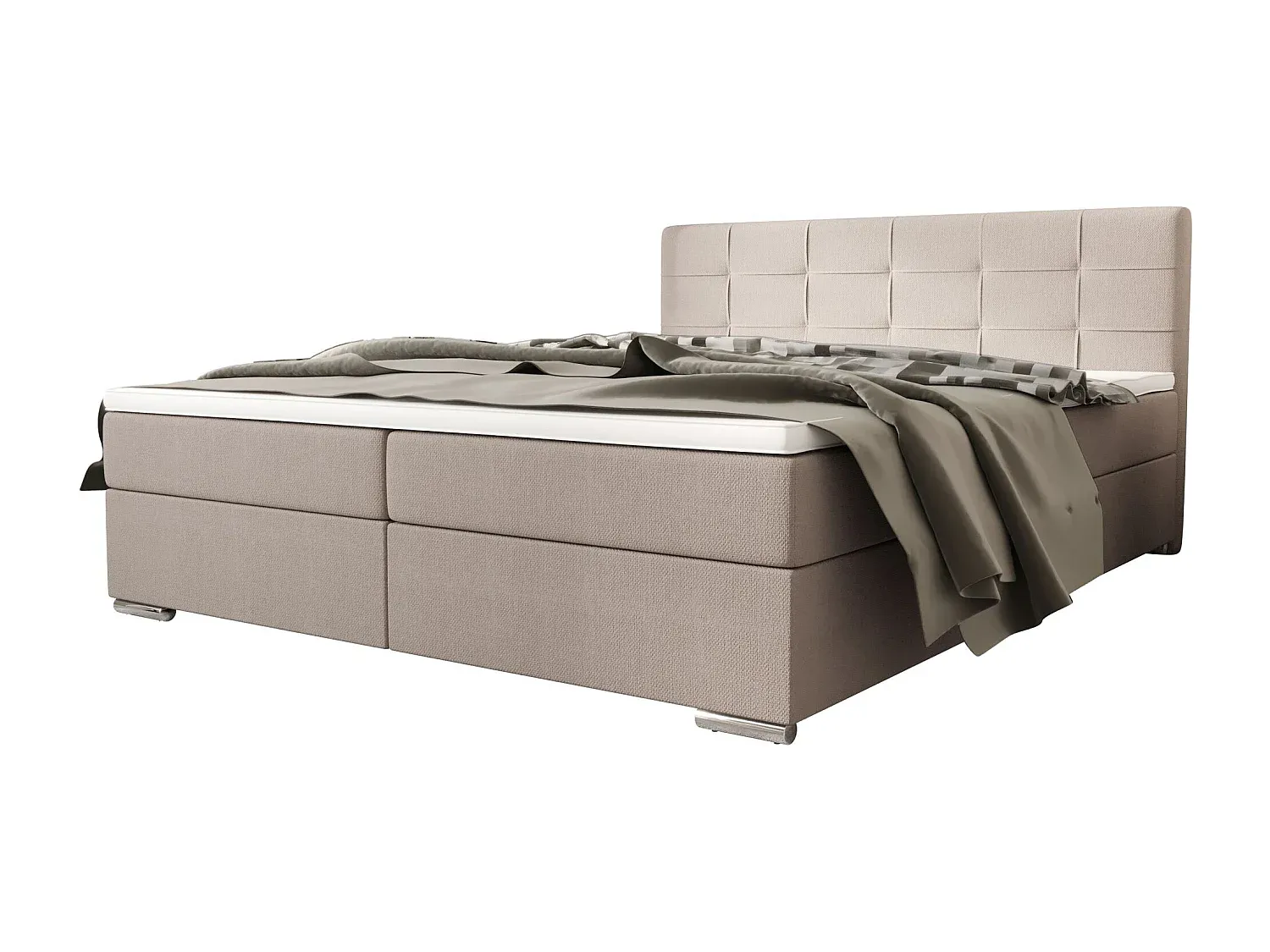 Komfortables Boxspringbett mit Stauraum 140x200 Beige