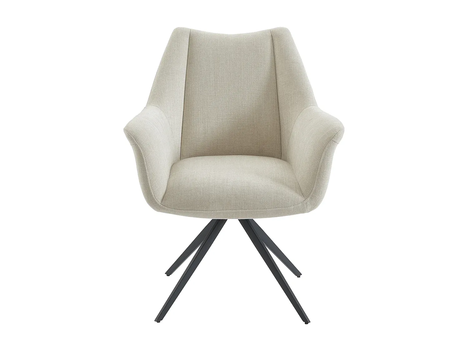 6er-Set Esszimmerstühle mit Armlehnen - Stoff & Metall - Beige