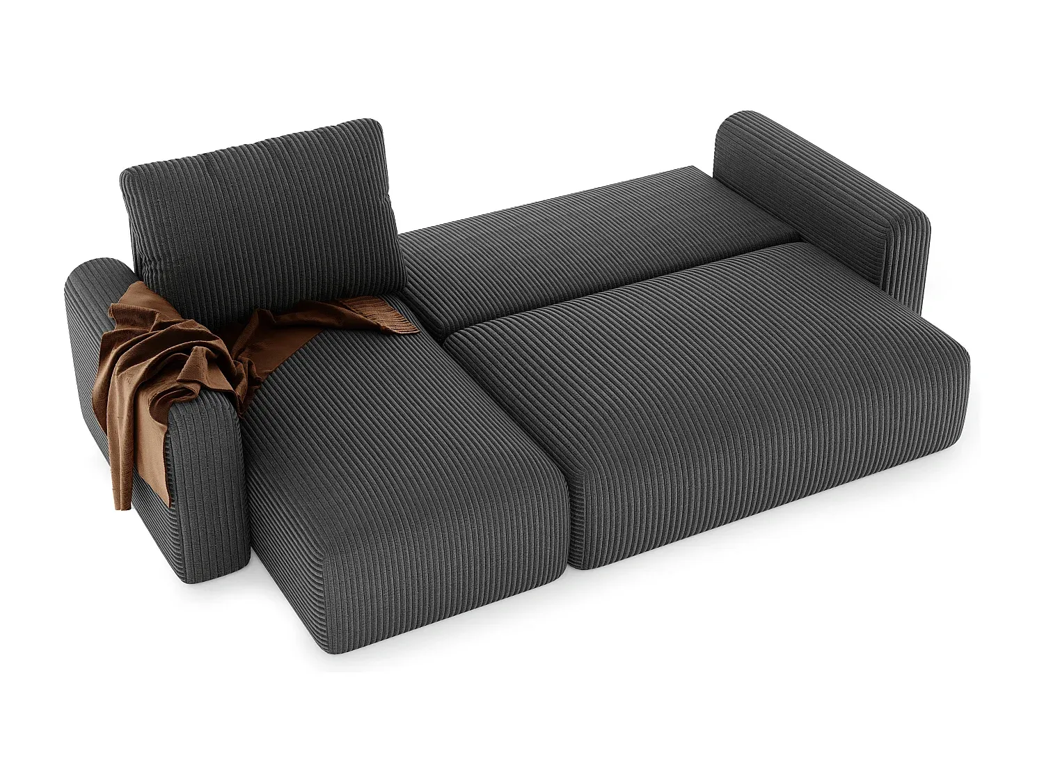 Ecksofa mit Schlaffunktion aus schwarzem Stoff