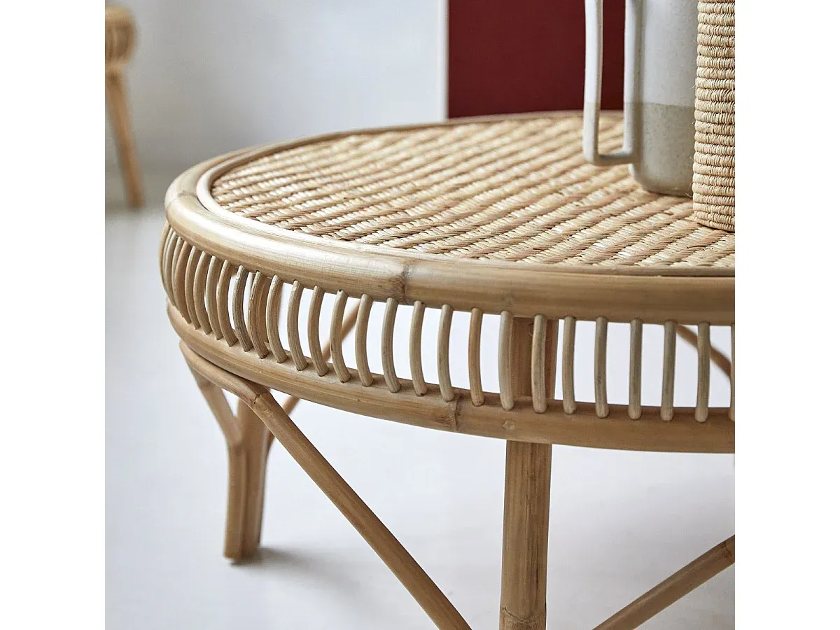 Moderner Rattanstab Couchtisch 90 cm