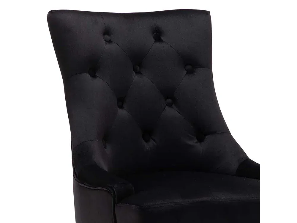 Stühle für Esszimmer mit schwarzem Samt und Knopfdesign, 2er Set