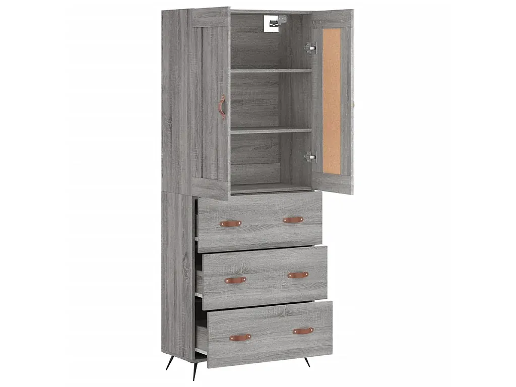 Moderner Hochkommode in Grau Sonoma Eiche