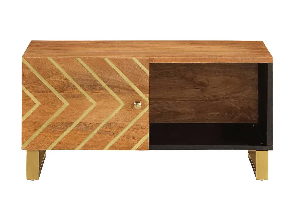 Moderner Couchtisch aus Massivholz in Braun und Schwarz 80x50x40 cm