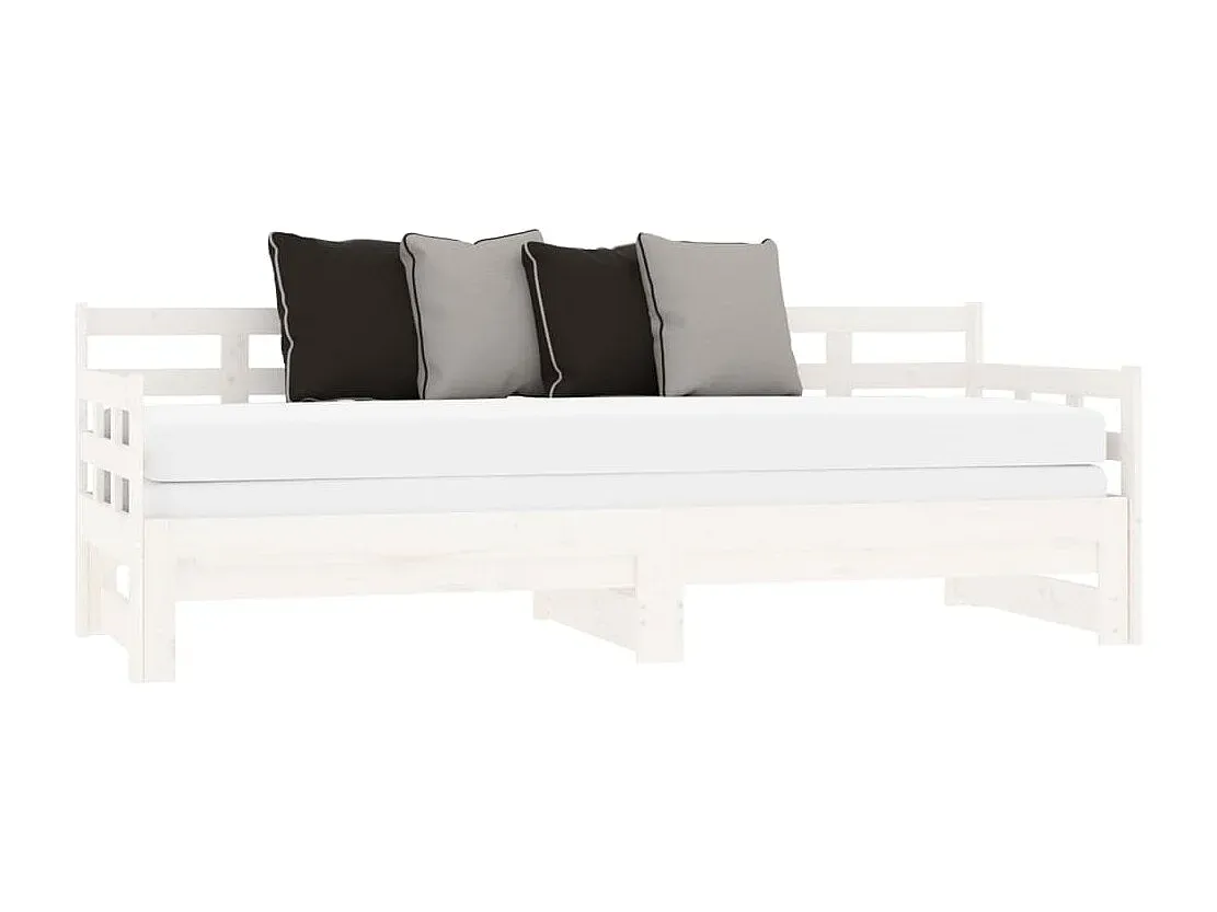 Ausziehbares Tagesbett aus Massivholz in Weiß 160x200 cm