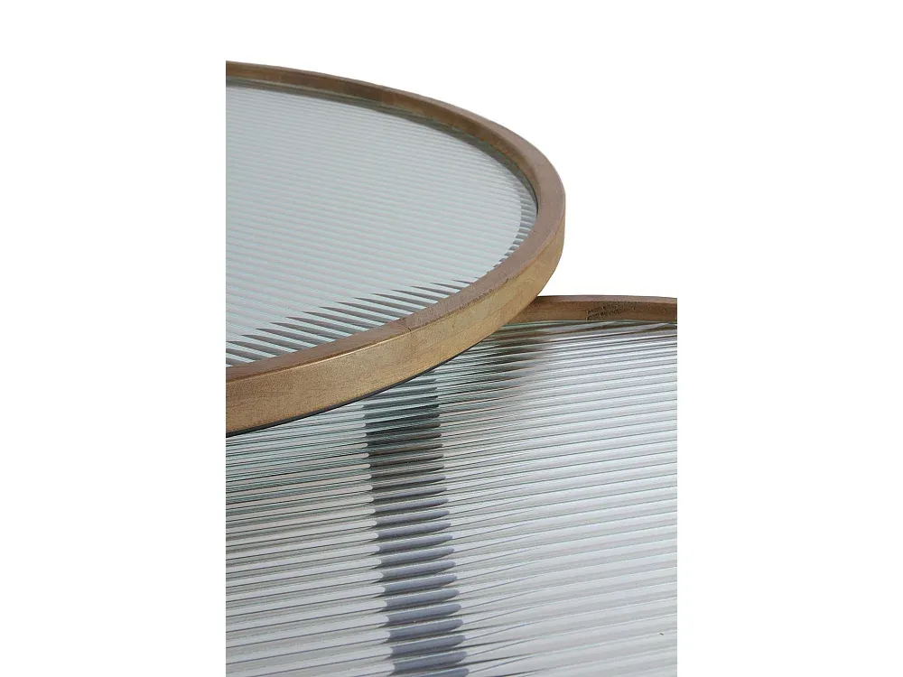 Moderner runder Couchtisch im Set mit Glasplatte