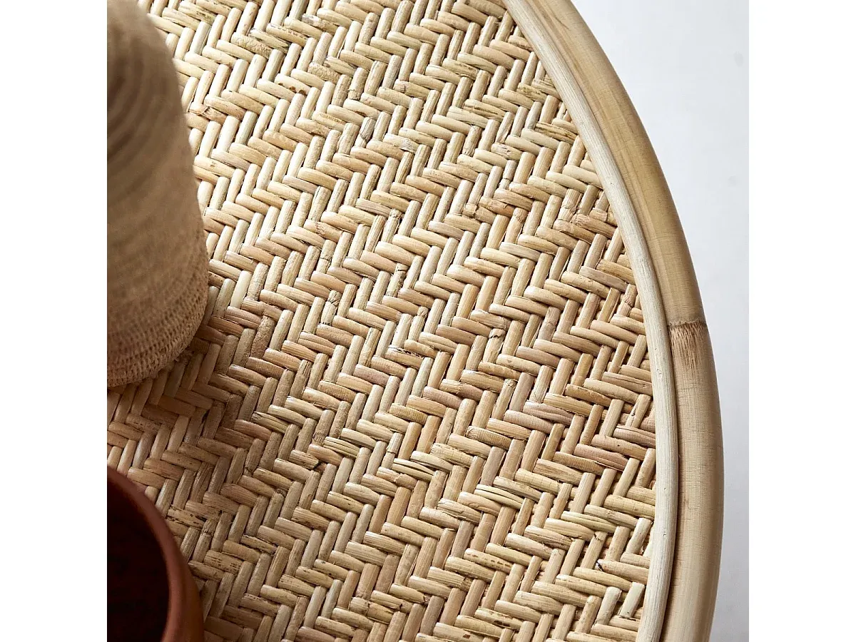 Moderner Rattanstab Couchtisch 90 cm