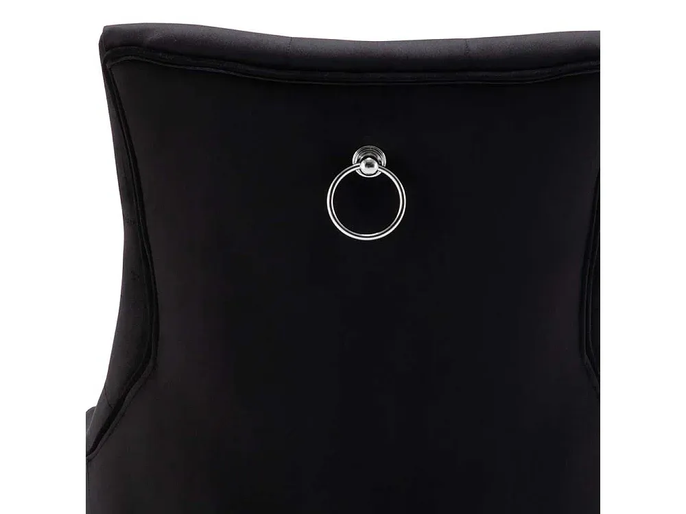 Stühle für Esszimmer mit schwarzem Samt und Knopfdesign, 2er Set