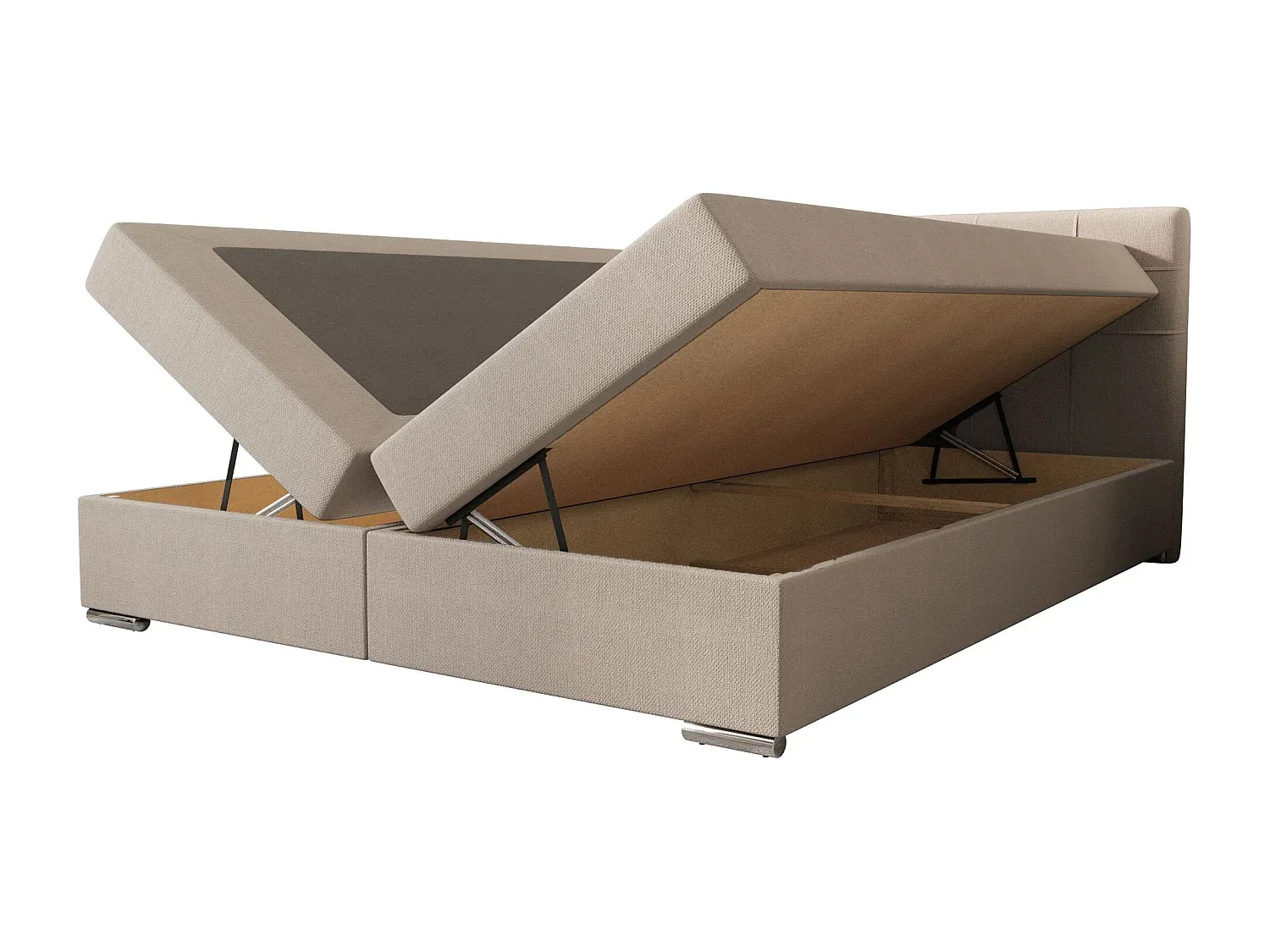 Komfortables Boxspringbett mit Stauraum 140x200 Beige