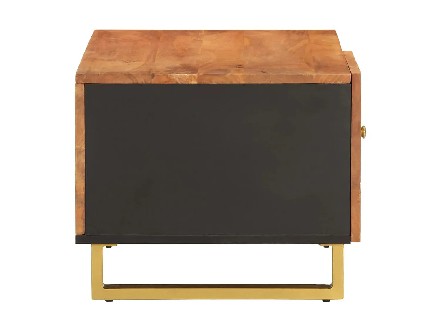 Moderner Couchtisch aus Massivholz in Braun und Schwarz 80x50x40 cm