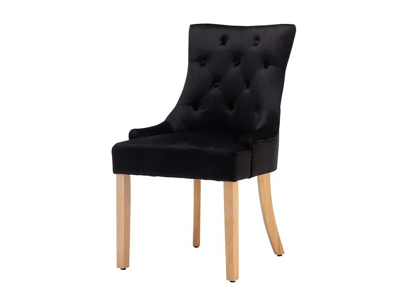 Stühle für Esszimmer mit schwarzem Samt und Knopfdesign, 2er Set