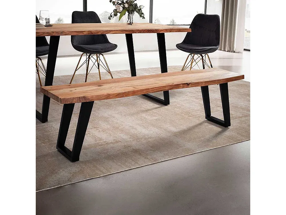 Holzbank aus Akazienholz mit natürlicher Baumkante