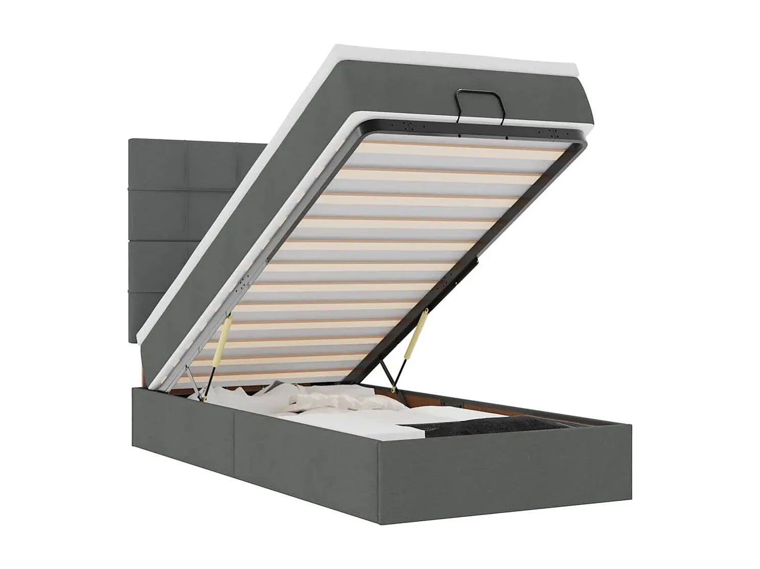 Polsterbett mit Matratze und LED-Beleuchtung Dunkelgrau 100x200 cm