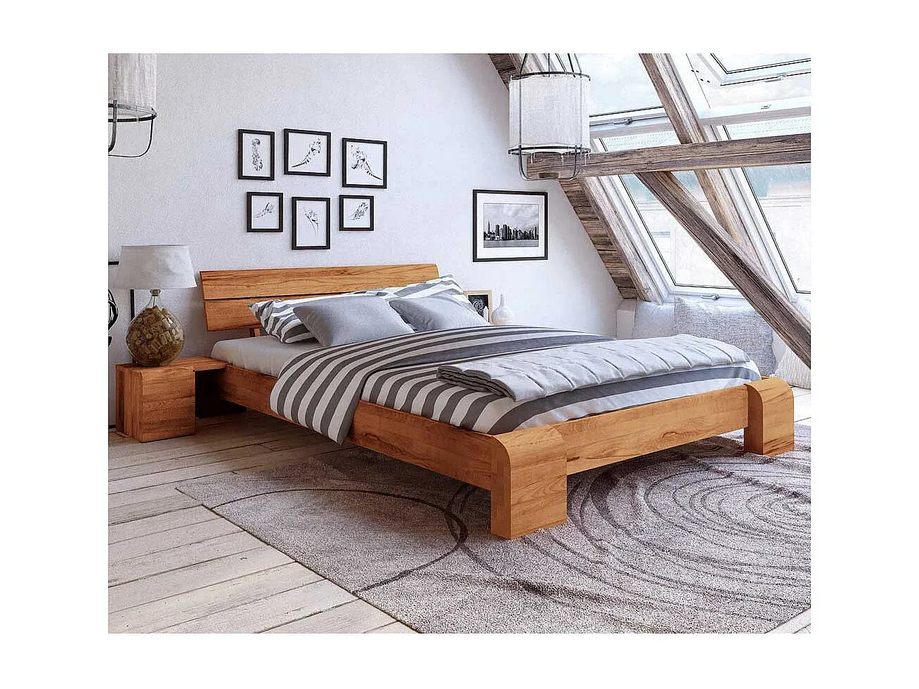 Moderne Futonbett aus massivem Kernbuchenholz