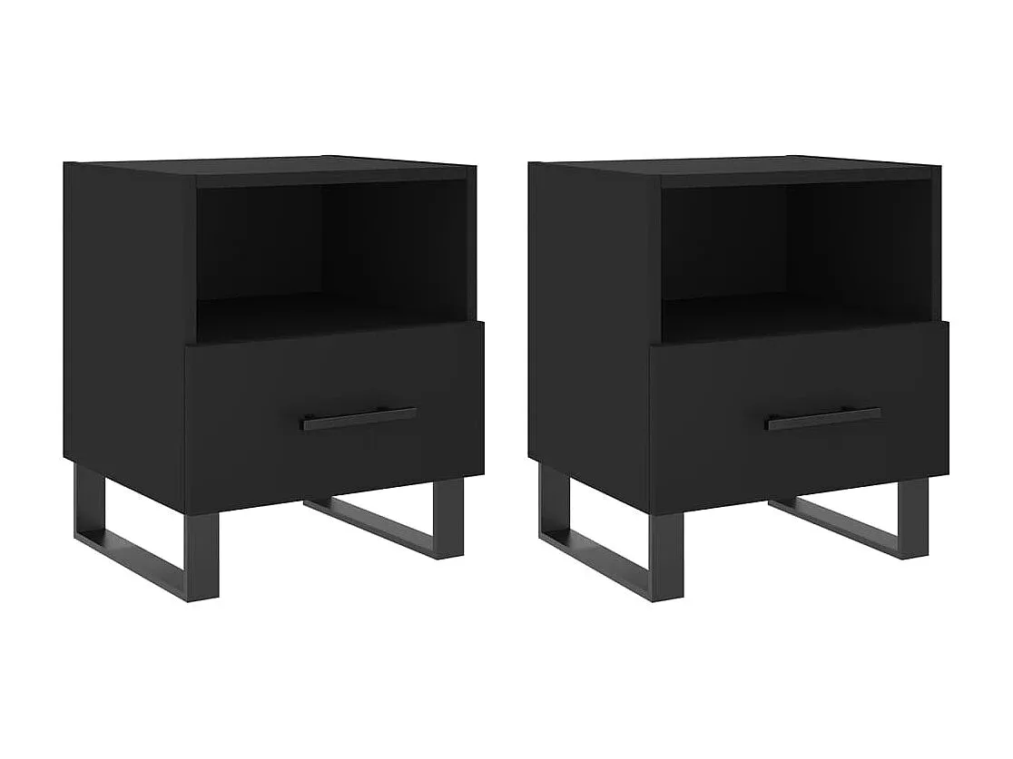Set aus 2 Nachttischen in Schwarz, 40x35x47,5 cm Holz
