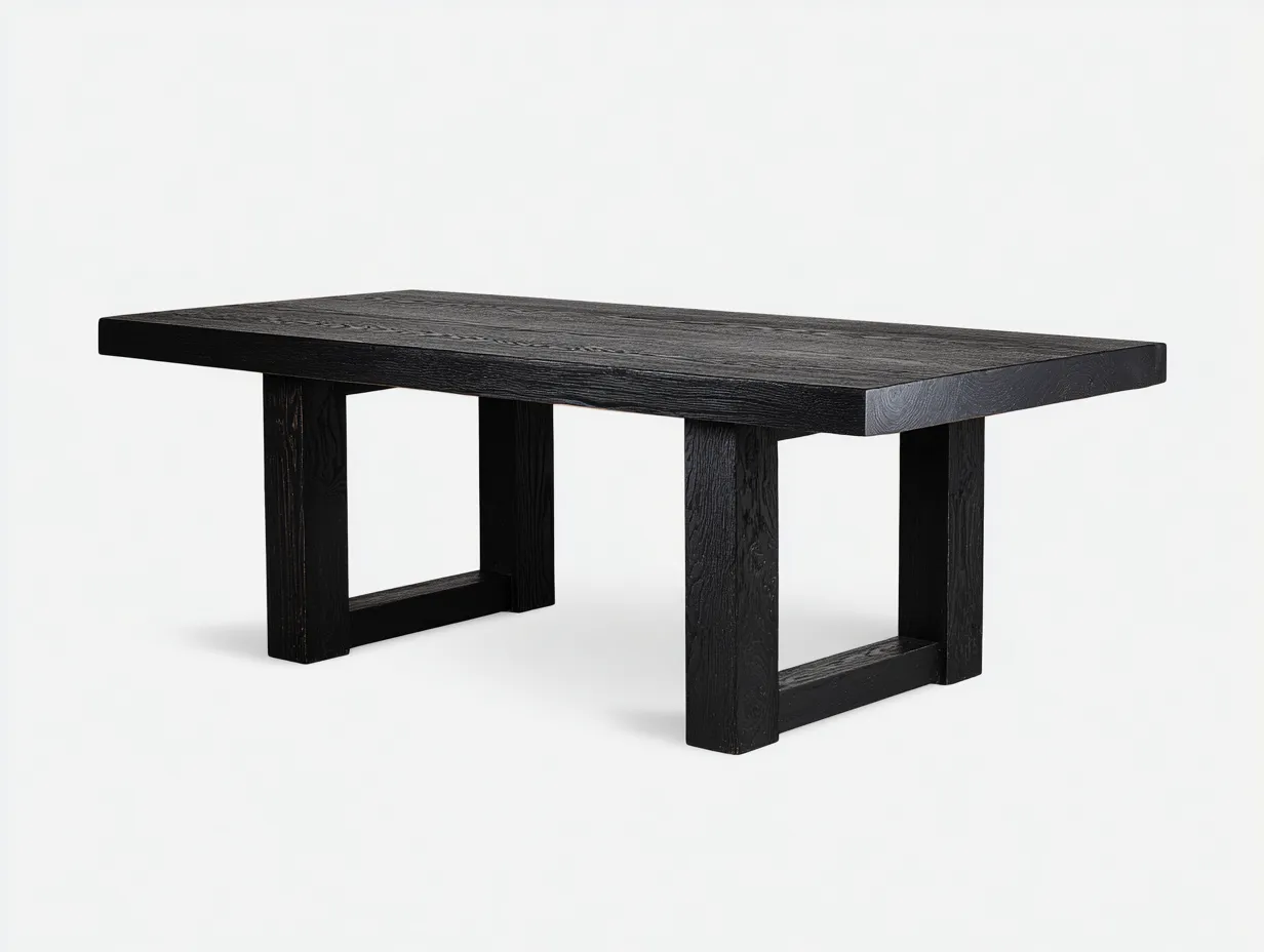 Mesa de comedor rectangular de madera 210 x 100 x 76 cm - negro carbón - para reuniones y uso diario - estilo minimalista robusto