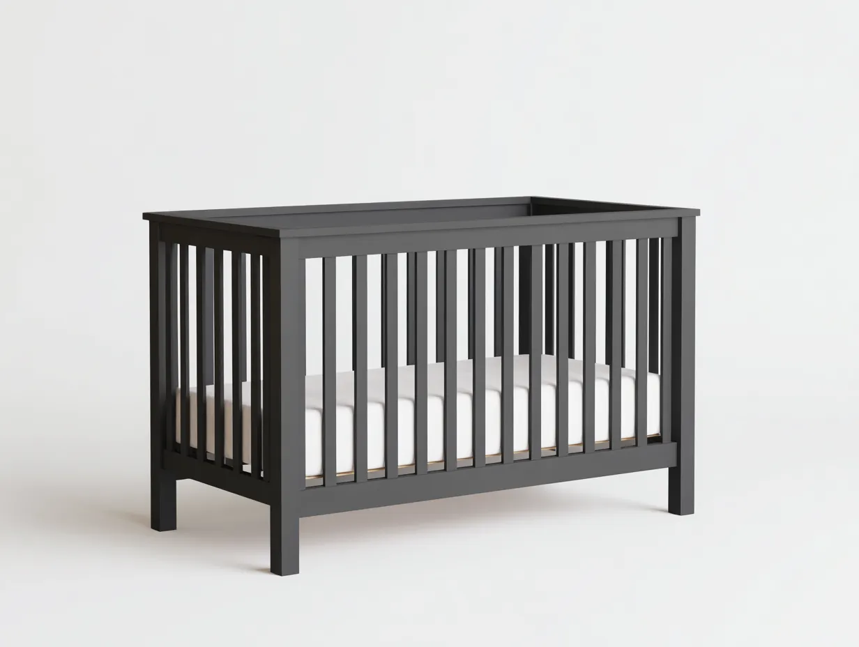 Cuna para bebé de madera 124 x 65 x 90 cm - gris oscuro - diseño minimalista para dormitorio infantil