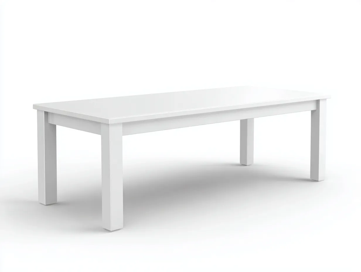 Mesa de comedor rectangular de madera 200 x 90 x 75 cm - blanco mate - para cocina y comedor - estilo funcional atemporal